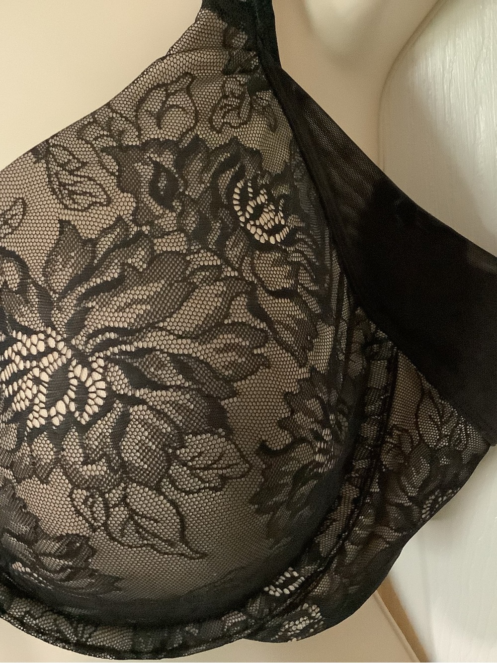 Bali Bra 42B Black & Nude Floral Lace Underwire - Picture 10 of 11